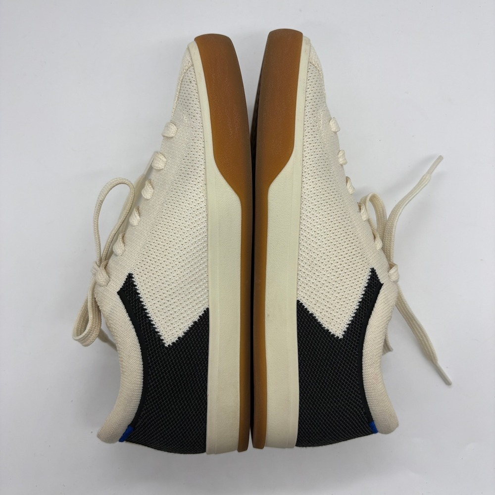 Rothys The Lace Up Sneaker Size 7 Hidden Wedge Bone Navy Blue Low Top Washable - Picture 6 of 11
